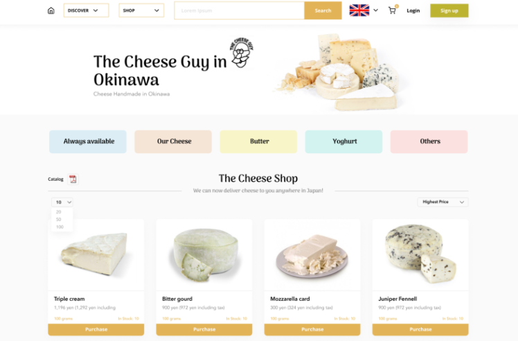 Okinawan Cheese Website Full Stack and Design